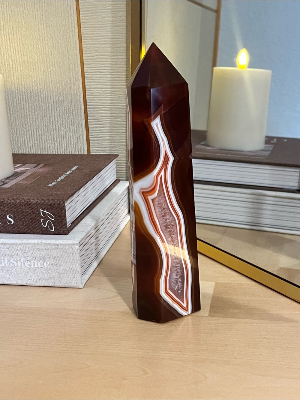 Large Sardonyx Agate Druzy Tower | 8” Crystal Point | Quartz Center